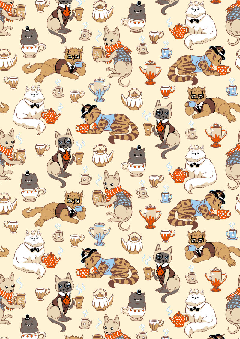 cat-tea-pattern